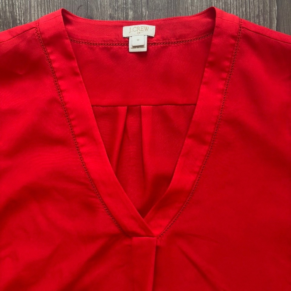 J. Crew Red Sleeveless Fitted Blouse